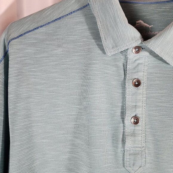 Tommy Bahama Mens Polo Shirt Size L Short Sleeve Button-Up Green - Picture 3 of 13